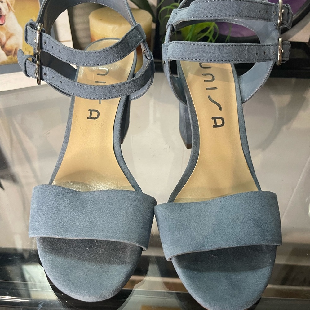 Unisa Blue Minimalist Sandals with Ankle Strap